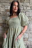 Nonni Gingham Darling Dress Olive